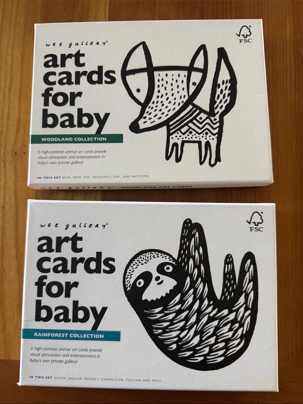 Gallery Art Cards for Baby - Woodland & Rainforest Collections, Black & White